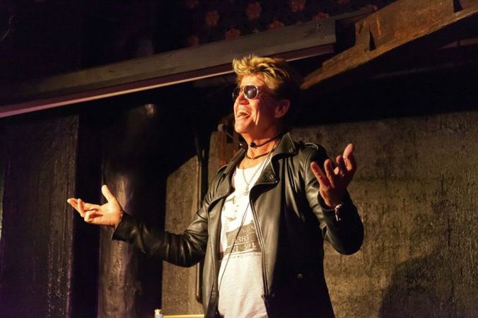 Robin Askwith on stage at The Phoenix Artist Club