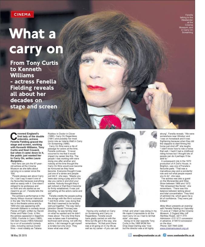 Fenella Fielding Interview By Laura Burgoine - The Weekender 29/05/2015