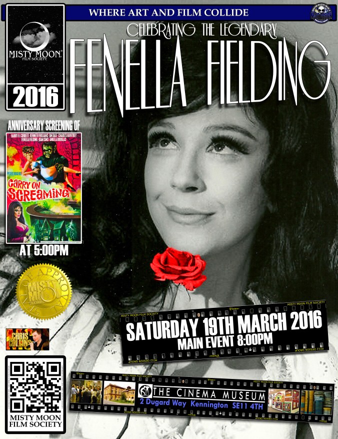 Tickets available in advance at https://billetto.co.uk/en/events/celebrating-the-legendary-fenella-fielding